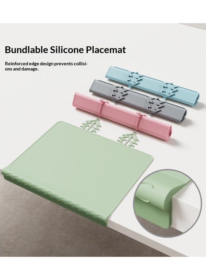 Silicone Placemats, Baby Food Mats, Stain-Resistant Children's Tableware, Feeding Mats, Green - Image 2