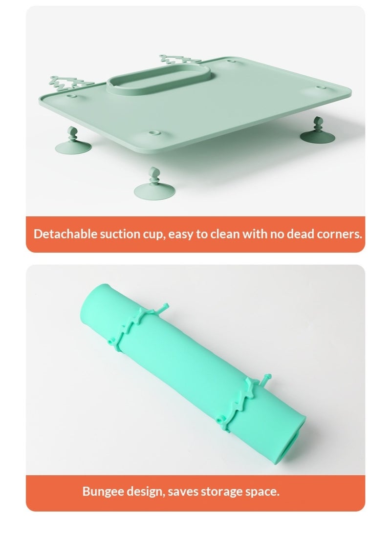 Silicone Placemats, Baby Food Mats, Stain-Resistant Children's Tableware, Feeding Mats, Green - Image 4