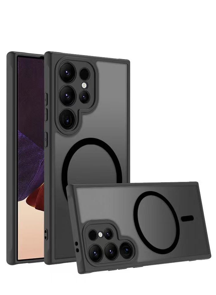 Mmmon Suitable for Samsung Galaxy S24 Ultra Case Compatible with MagSafe Accessories Designed for Galaxy S24 Ultra Strong Magnets Translucent Matte Hard Phone Cover（Precise Lens Cutouts Design）Black - Image 1