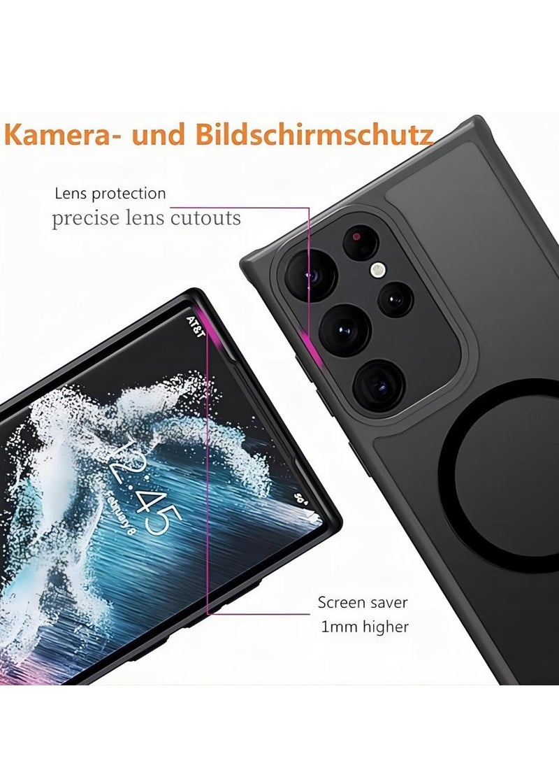 Mmmon Suitable for Samsung Galaxy S24 Ultra Case Compatible with MagSafe Accessories Designed for Galaxy S24 Ultra Strong Magnets Translucent Matte Hard Phone Cover（Precise Lens Cutouts Design）Black - Image 4