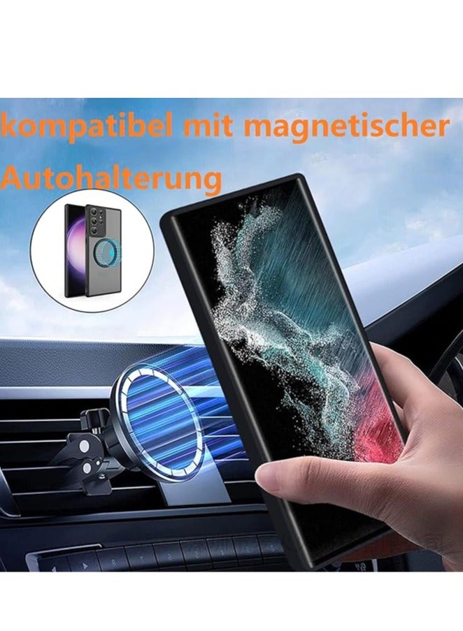 Mmmon Suitable for Samsung Galaxy S24 Ultra Case Compatible with MagSafe Accessories Designed for Galaxy S24 Ultra Strong Magnets Translucent Matte Hard Phone Cover（Precise Lens Cutouts Design）Black - Image 2