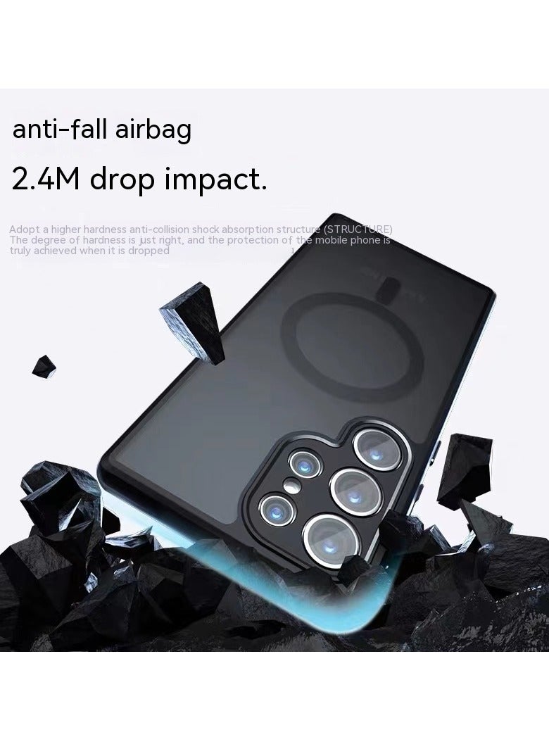 Mmmon Suitable for Samsung Galaxy S24 Ultra Case Compatible with MagSafe Accessories Designed for Galaxy S24 Ultra Strong Magnets Translucent Matte Hard Phone Cover（Precise Lens Cutouts Design）Black - Image 3