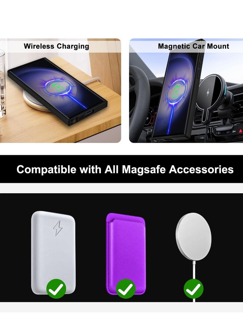 Mmmon Suitable for Samsung Galaxy S24 Ultra Case Compatible with MagSafe Accessories Designed for Galaxy S24 Ultra Strong Magnets Translucent Matte Hard Phone Cover（Precise Lens Cutouts Design）Black - Image 5