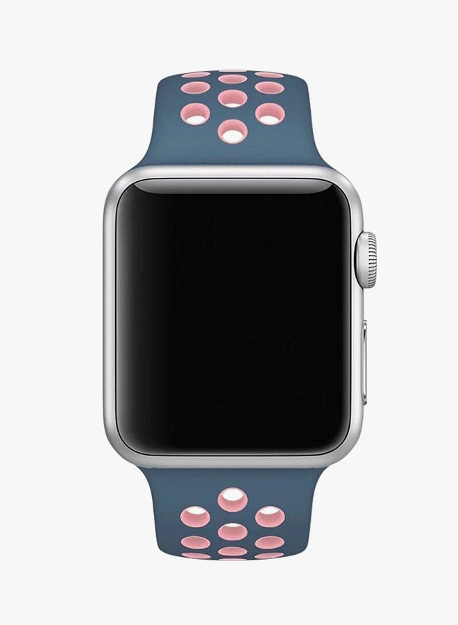 نيبمينينت سوار بديل من السيليكون لساعة أبل سيريز 3/2/1 أزرق/ وردي - Image 2