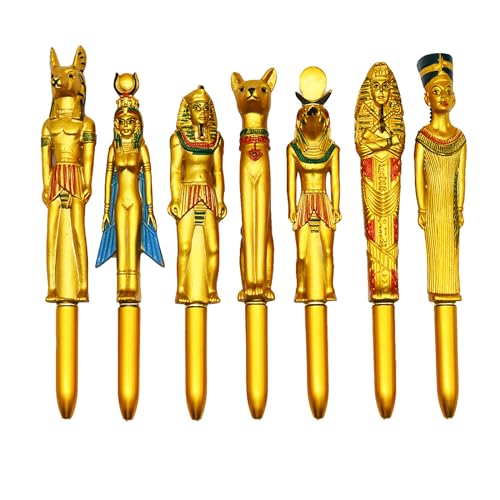 Lopenle 5PCS Novelty Egyptian Pharaoh Pens Egypt Pens Creative Retractable Ballpoint Pen 0.5mm Blue Ink For Adults School Home Office Stationery Store… - Image 1