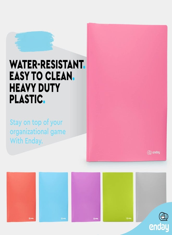Enday Plastic Folders with Pockets and Prongs Pink - Two Pocket Folder with Brads - 3 Prong Folders with Pockets for Letter Size Sheets, Also Available in Blue, Green, Red, Purple, and Grey, 1 Pc -by Enday - Image 4