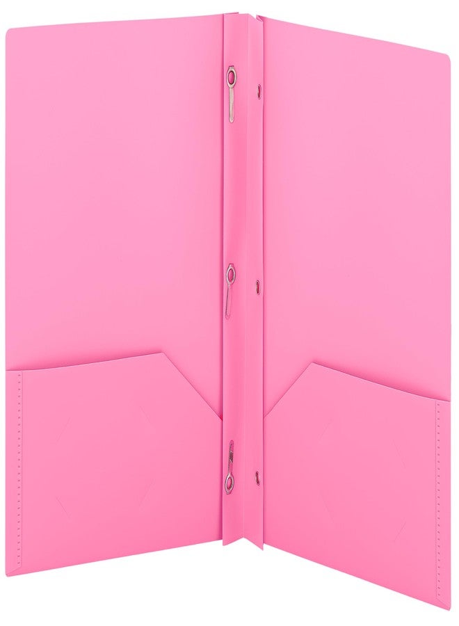 Enday Plastic Folders with Pockets and Prongs Pink - Two Pocket Folder with Brads - 3 Prong Folders with Pockets for Letter Size Sheets, Also Available in Blue, Green, Red, Purple, and Grey, 1 Pc -by Enday - Image 1