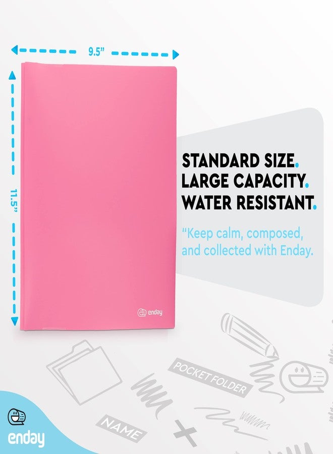 Enday Plastic Folders with Pockets and Prongs Pink - Two Pocket Folder with Brads - 3 Prong Folders with Pockets for Letter Size Sheets, Also Available in Blue, Green, Red, Purple, and Grey, 1 Pc -by Enday - Image 5