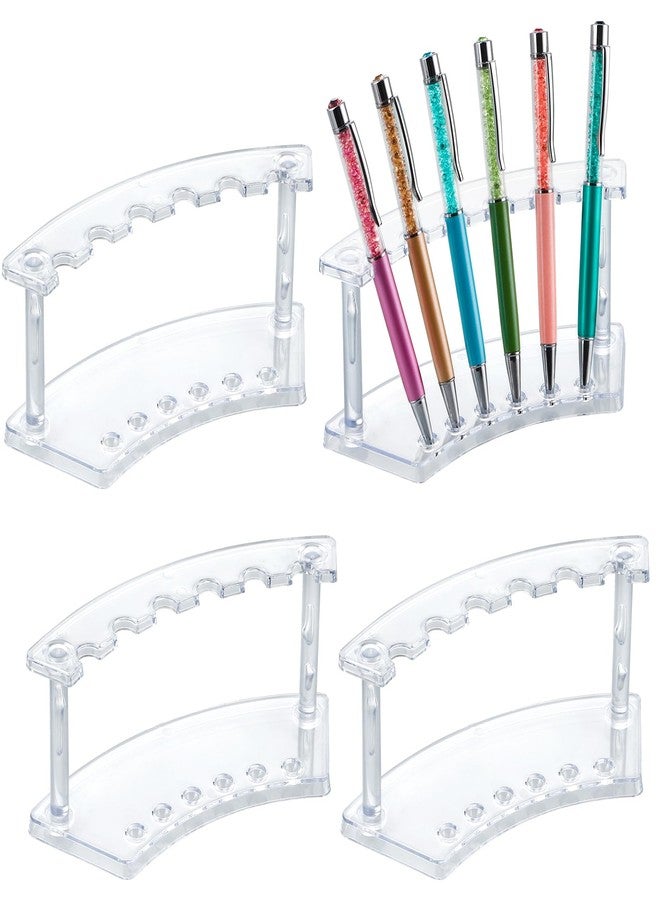 MOLIGOU 4 Pcs Pen Display Stand, 6 Slots Plastic Pen Holder, Beadable Pen Display Stand for Craft Shows - Image 1
