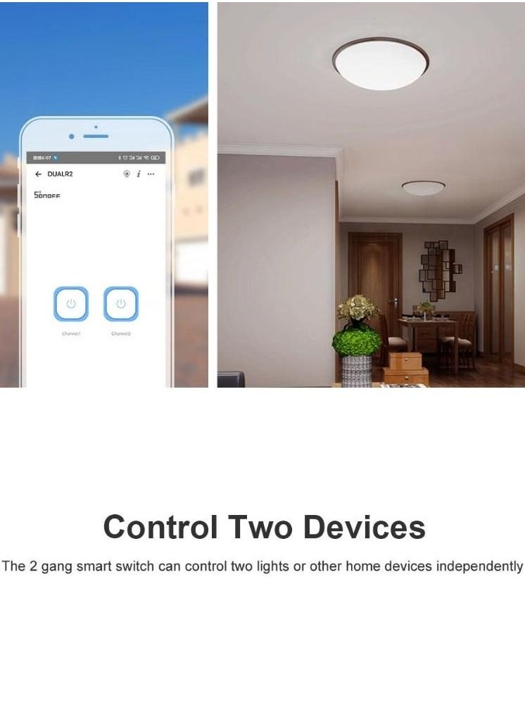 SONOFF - DIY Dual R2 2-Gang Wi-Fi Wireless Smart Switch with Interlock Mode Remote and Voice Control - Image 1