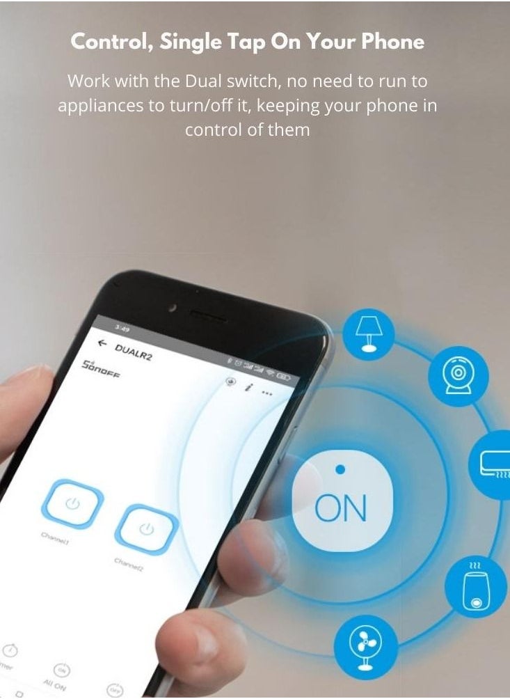 SONOFF - DIY Dual R2 2-Gang Wi-Fi Wireless Smart Switch with Interlock Mode Remote and Voice Control - Image 1