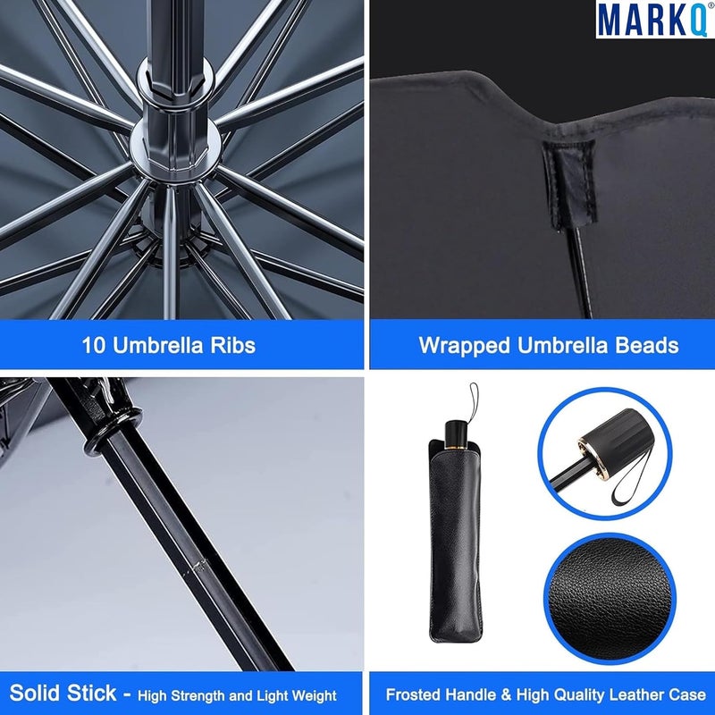 MARKQ Car Windshield Sun Shade Umbrella – Universal Front Window Sun Visor Cover 140×75 cm | UV & Heat Protection Foldable Car Umbrella Shade with Leather Storage Pouch for Sedan, SUV & Truck - Image 4
