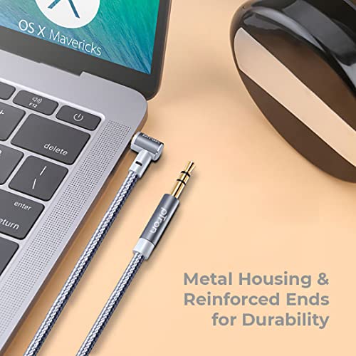 pTron 3.5mm Male to Male Stereo Aux Cable, compatible with Smartphones/Tablets, 90 Degree Gold-plated Connectors, Solero A15 Tangle-free Metal Shell Audio Cable (Nylon Braided, 1.5M, Grey) - Image 4