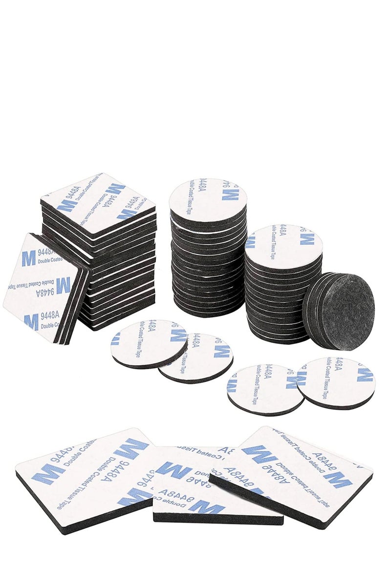 M & M Buring 60 PCS Double Sided Sticky Pads, Strong Sticky Double Sided Adhesive Foam Pads, Double Sided Stickers for Holding Soundproof Pads Picture Light Hooks, Squares and Rounds - Image 1