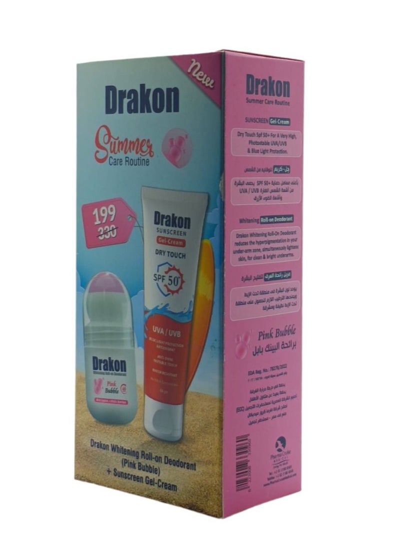 Pink Whitening Deodorant Roll On with Sunscreen Gel spf+50