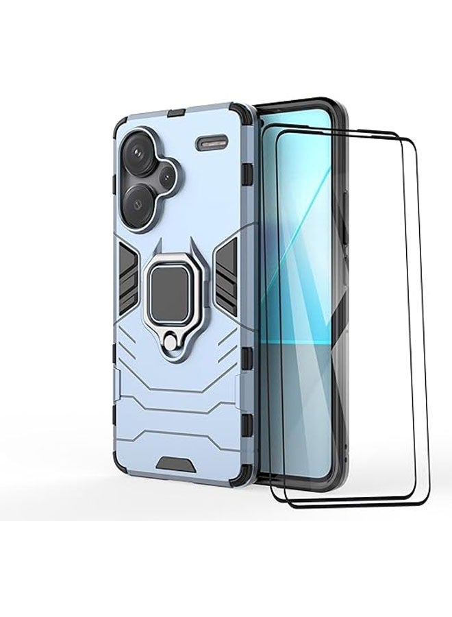 Redmi Note 13 Pro Plus Case with 2 Pieces Protective Film Durable Ring Bracket Protective Case