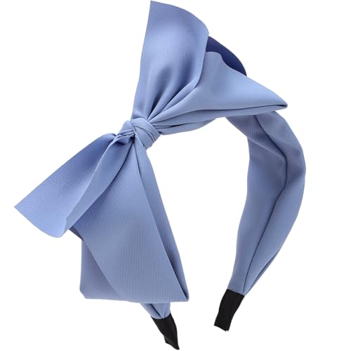 WantGor Bow Headbands for Women Big Bowknot Hair Hoop Women Knotted Wide Turban Headbands Hair Band Bows Blue Large - Image 1
