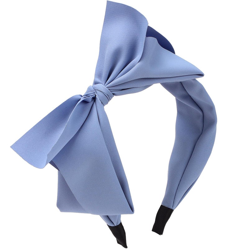 WantGor Bow Headbands for Women Big Bowknot Hair Hoop Women Knotted Wide Turban Headbands Hair Band Bows Blue Large - Image 3