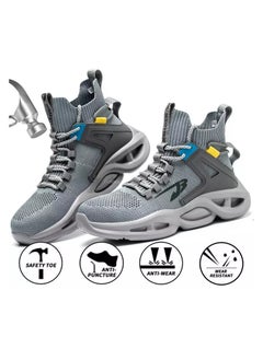 Verci Men's Woven Breathable Steel Toe Puncture Proof Cushioned Safety Shoes Comfy Non Slip Rubber Sole Durable Work Shoes Men's Footwear (40 EUR)  - Image 3
