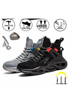 Verci Men's Woven Breathable Steel Toe Puncture Proof Cushioned Safety Shoes Comfy Non Slip Rubber Sole Durable Work Shoes Men's Footwear (40 EUR)  - Image 5
