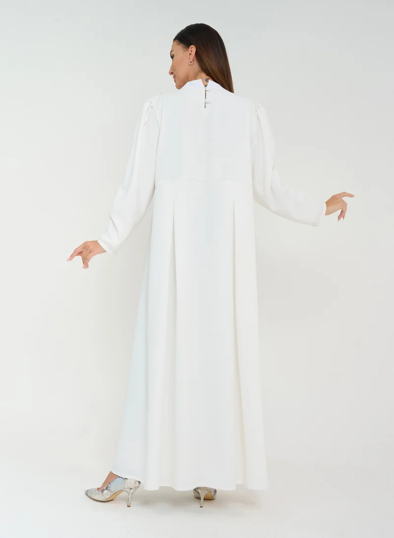 Rosette Abaya Embellished Waist Maxi Dress