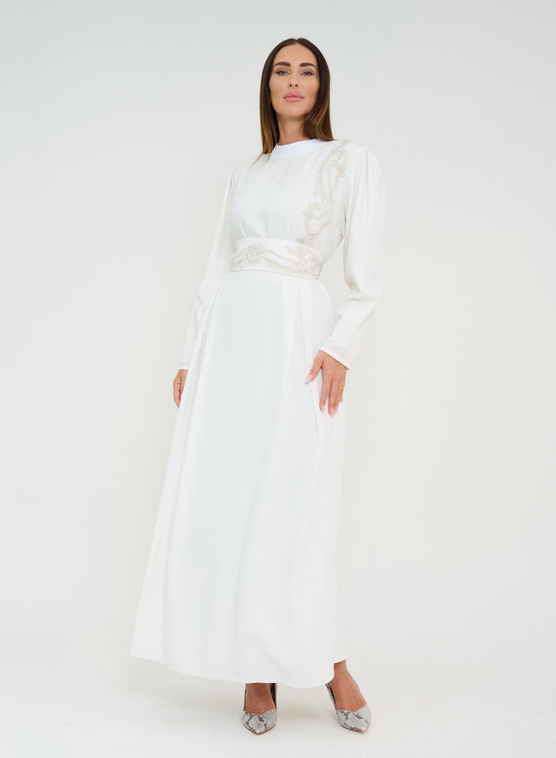 Rosette Abaya Embellished Waist Maxi Dress  - Image 3