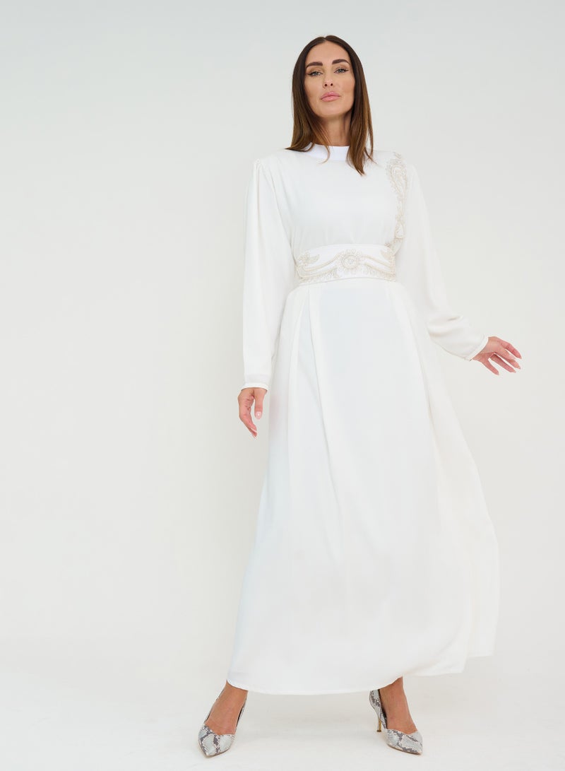 Rosette Abaya Embellished Waist Maxi Dress  - Image 4