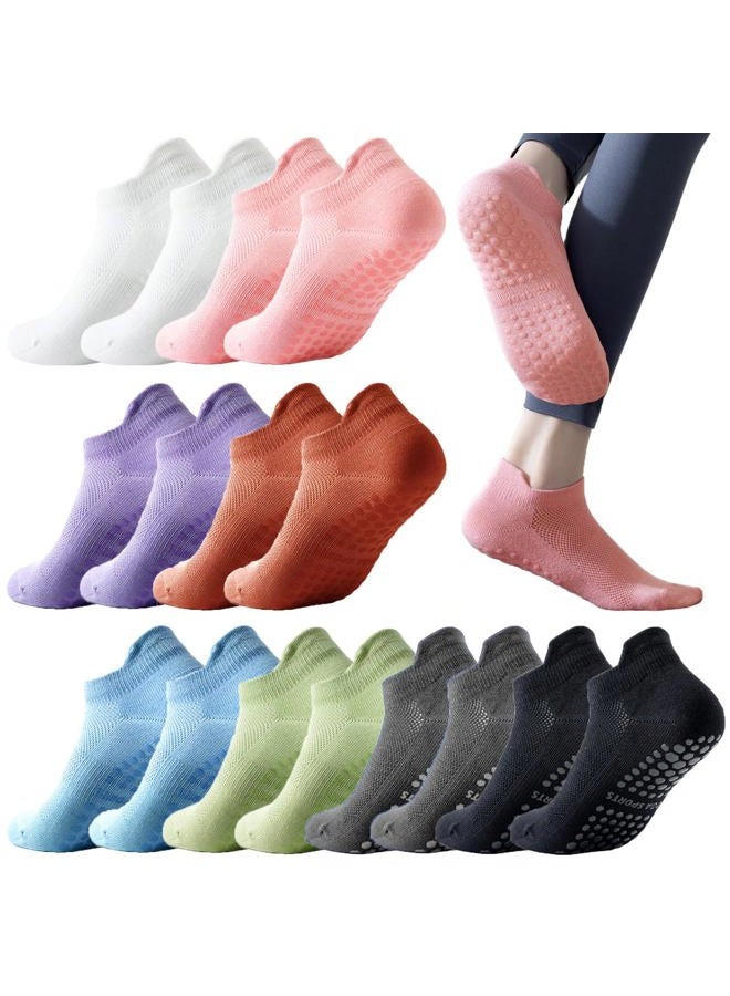 Tergy 8 Pairs Yoga Socks with Grip for Women Anti Skid Gripper Socks No Slip Socks for Pilates, Barre, Dance,Yoga (Short Socks(Style 2)) - Image 1