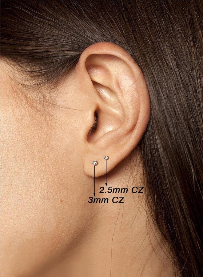 Lantine 2.5mm Cz Threadless Nose Ring g23 Titanium 18g Push in Flat Back Earrings Nose Stud Lip Cartilage Helix Daith Piercing Jewelry 6mm - Image 3