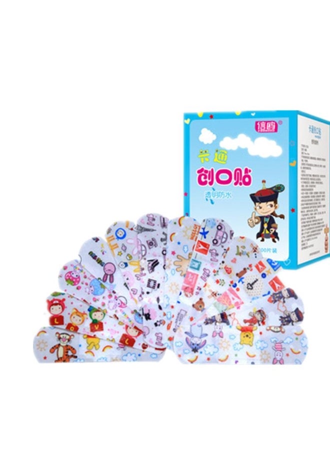 Generic 100Pcs PE Waterproof Breathable Cartoon Band Hemostasis Adhesive Bandages First Aid Emergency Kit Emergency 