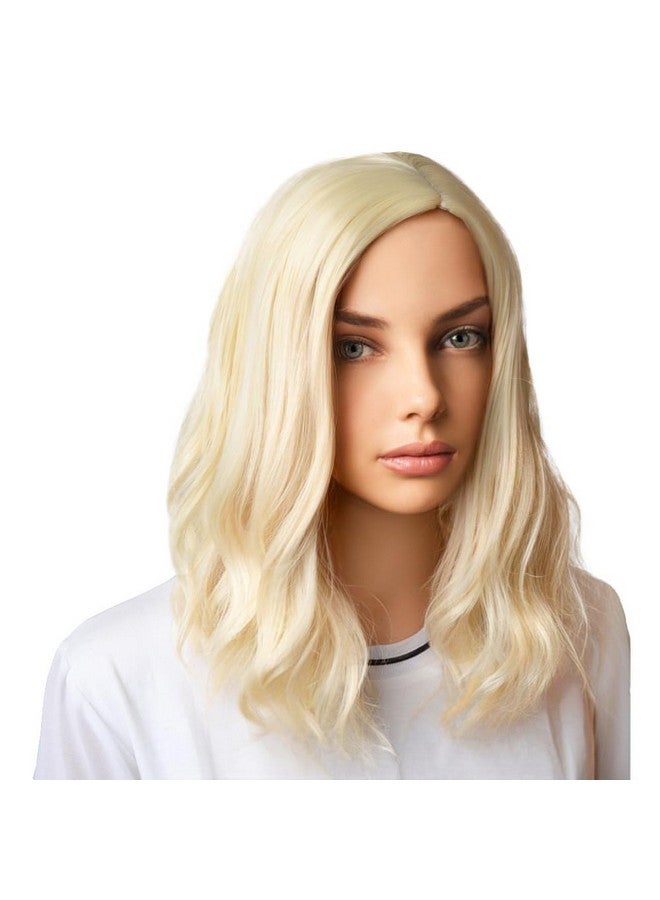 BERON Blonde Wigs 14 Inch/35 cm Women Girls Short Curly Wavy Side Part Hair Wig Light Blond Color Shoulder Costume Cosplay or Daily Used Wigs Rose Net with Wig Cap - Image 2