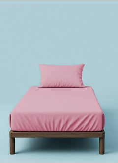 Home-Tex Design 2 Piece Hometex Design Single Size Dyed Flat Sheet Set Rose Pink - 1 Flat Sheet (150x260 cm) + 1 Pillow Cover (50x75 cm)  - Image 1