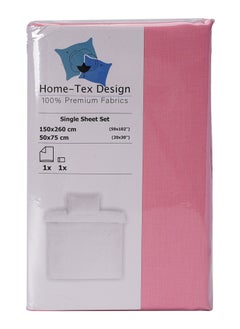 Home-Tex Design 2 Piece Hometex Design Single Size Dyed Flat Sheet Set Rose Pink - 1 Flat Sheet (150x260 cm) + 1 Pillow Cover (50x75 cm)  - Image 2