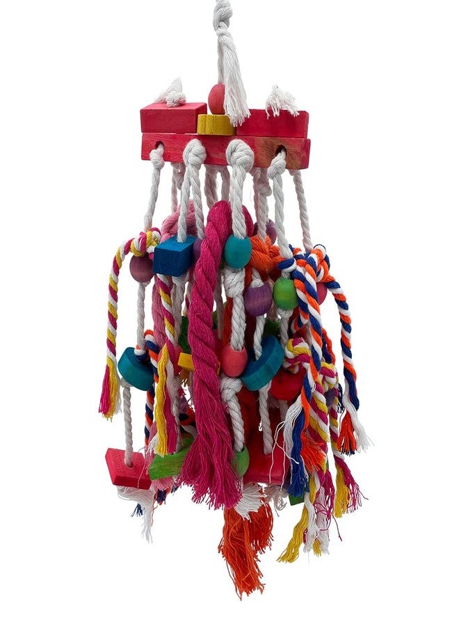 GILYGI Natural Wooden Block & Cotton Knot Chewing Toys for Parrots - Safe & Durable Bird Toys for Conures, Cockatiels, African Greys, Cockatoos, Amazon Parrots - Image 2