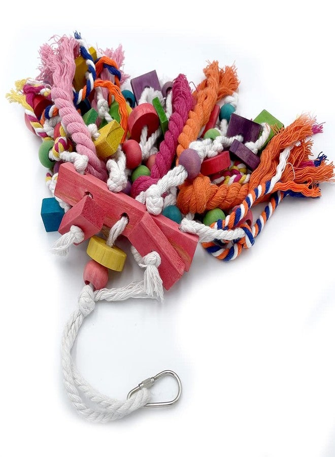 GILYGI Natural Wooden Block & Cotton Knot Chewing Toys for Parrots - Safe & Durable Bird Toys for Conures, Cockatiels, African Greys, Cockatoos, Amazon Parrots - Image 4