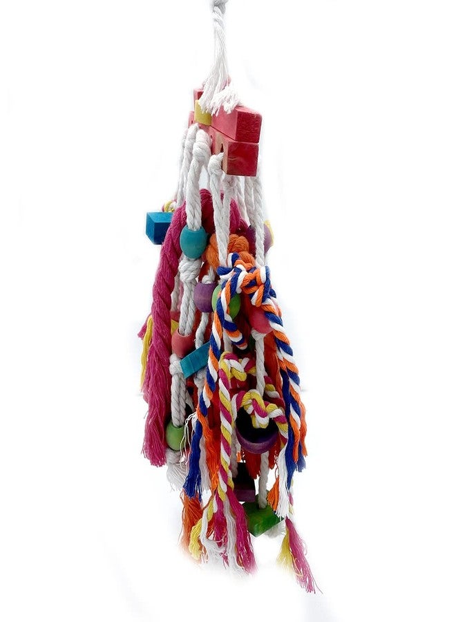 GILYGI Natural Wooden Block & Cotton Knot Chewing Toys for Parrots - Safe & Durable Bird Toys for Conures, Cockatiels, African Greys, Cockatoos, Amazon Parrots - Image 3