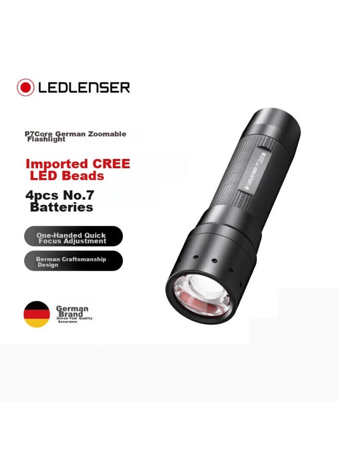 LEDLENSER مصباح يدوي Ledlenser P7 Core عالي الكثافة مع زوم، ساطع للغاية، طويل الأمد، إضاءة خارجية، 7 بطاريات AA - Image 1