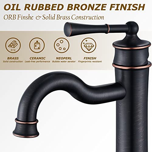 WINKEAR Vessel Sink Faucet ORB Bathroom Tall Faucet Single Hole Deck-Mount Pop up Drain Assembly Without Overflow Water Supply Lines Included - Image 4