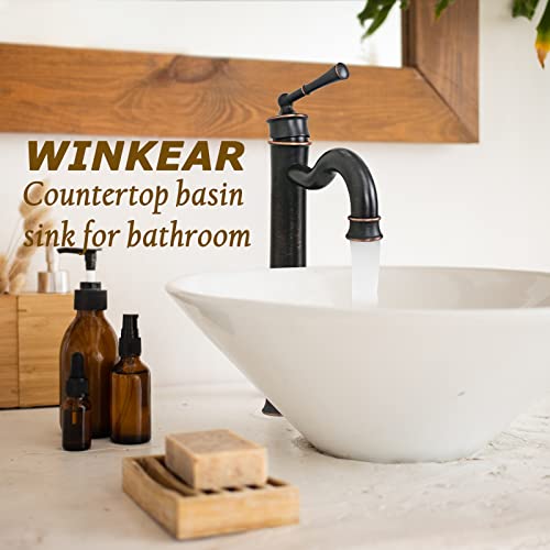 WINKEAR Vessel Sink Faucet ORB Bathroom Tall Faucet Single Hole Deck-Mount Pop up Drain Assembly Without Overflow Water Supply Lines Included - Image 2