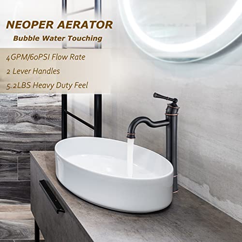 WINKEAR Vessel Sink Faucet ORB Bathroom Tall Faucet Single Hole Deck-Mount Pop up Drain Assembly Without Overflow Water Supply Lines Included - Image 3