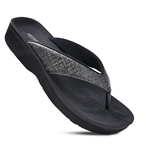 AEROTHOTIC Flip Flops for Women, Mellow Grey, Size 7 - Image 1