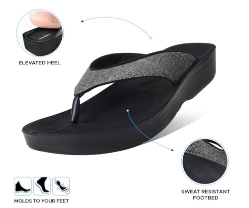 AEROTHOTIC Flip Flops for Women, Mellow Grey, Size 7 - Image 4