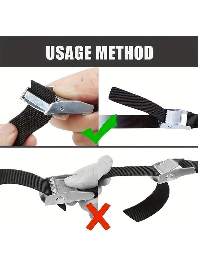 Black Orange Heavy Duty Adjustable Tie Down Strap with Metal Buckles 7874 Inch - Image 4