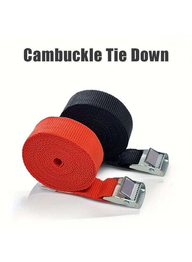 Black Orange Heavy Duty Adjustable Tie Down Strap with Metal Buckles 7874 Inch - Image 2