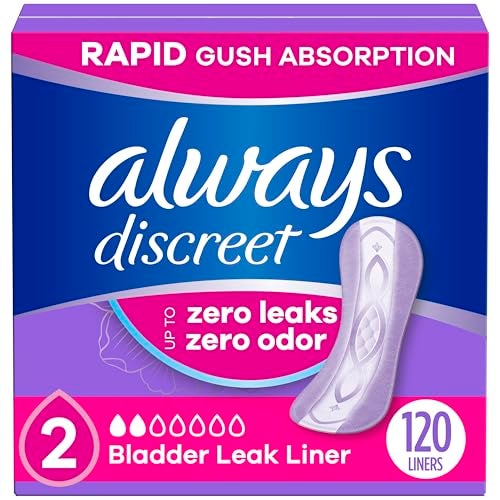 Always Discreet Incontinence Panty Liners for Bladder Leaks, Size 2, Very Light Absorbency, 120 Count - Image 1
