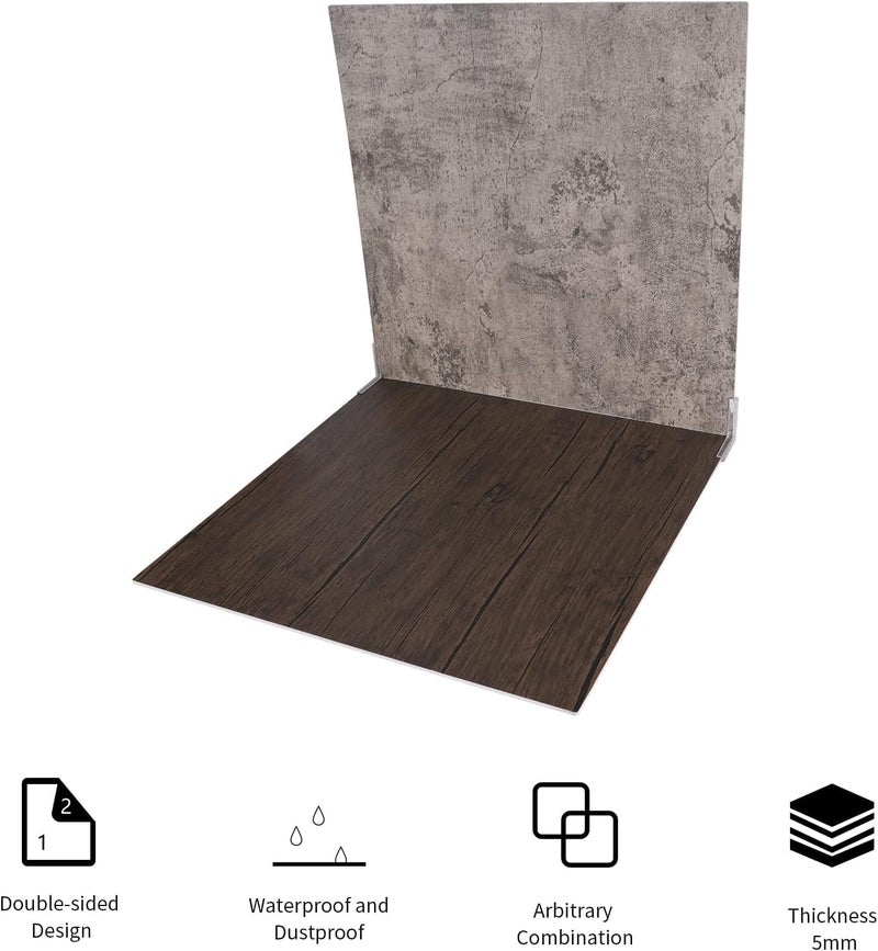 BPA ألواح خلفية تصوير BPA® 2 قطعة 21.6 بوصة/55 سم، مزدوجة الجوانب بملمس الخشب والأسمنت، خلفية سطح واقعية لتصوير الطعام والمنتجات على الطاولة - Image 5