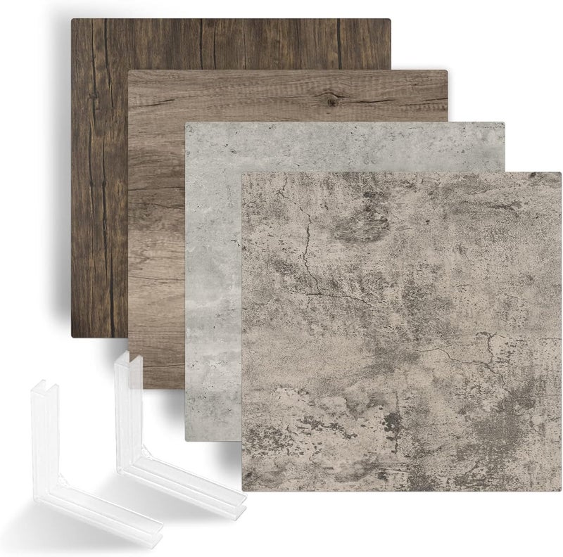 BPA ألواح خلفية تصوير BPA® 2 قطعة 21.6 بوصة/55 سم، مزدوجة الجوانب بملمس الخشب والأسمنت، خلفية سطح واقعية لتصوير الطعام والمنتجات على الطاولة - Image 1