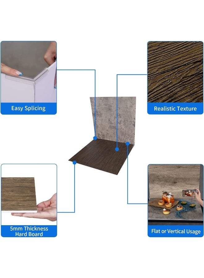 BPA ألواح خلفية تصوير BPA® 2 قطعة 21.6 بوصة/55 سم، مزدوجة الجوانب بملمس الخشب والأسمنت، خلفية سطح واقعية لتصوير الطعام والمنتجات على الطاولة - Image 4