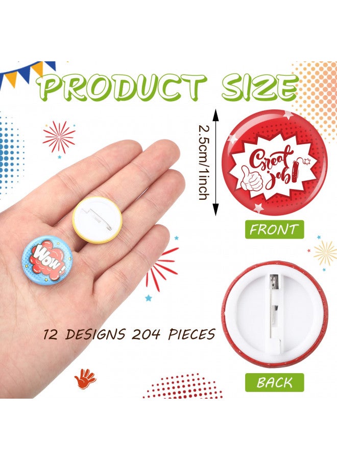 Highergo 204 Pcs Reward Button Pins Mini Recognition Button Round Motivational Buttons Bulk Appreciation Encouragement Pin Badges Good Job Button Team Award for Employees Kids Students Workers Gifts - Image 1
