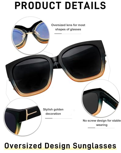 KANASTAL Fit Over Glasses Sunglasses Women Men Polarized with UV400 Protection Wrap Around Fashion Accessories with Oversized Large Frame Design Trendy Shades Gradient Blue Light Brown/Black - Image 3